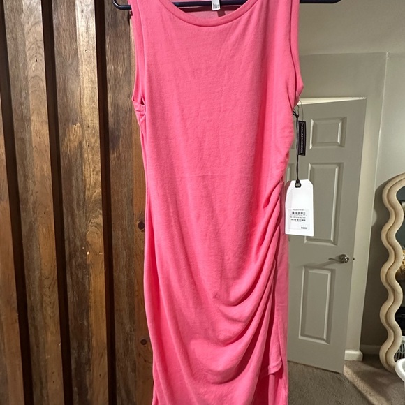 Leith Pink Ruched Sheath Midi Dress-Size Small NWT! - Picture 2 of 5